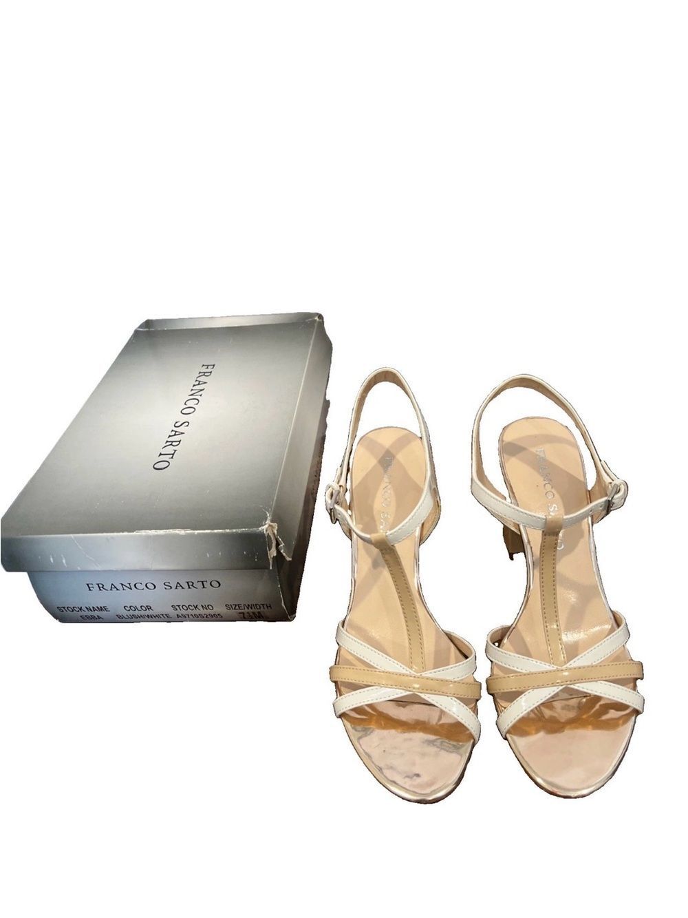 Franco Sarto Beige Strappy Slingback Heels